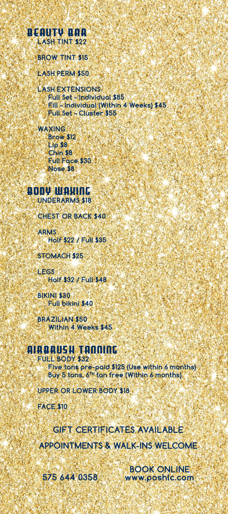 Menu 2 - Posh Skin Care and Nail Bar